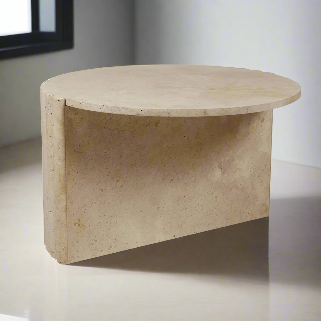 Travertine Side Curve Coffee Table - LUMINA ELIGMA HOME