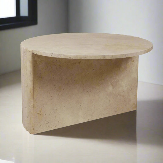 Travertine Side Curve Coffee Table - LUMINA ELIGMA HOME