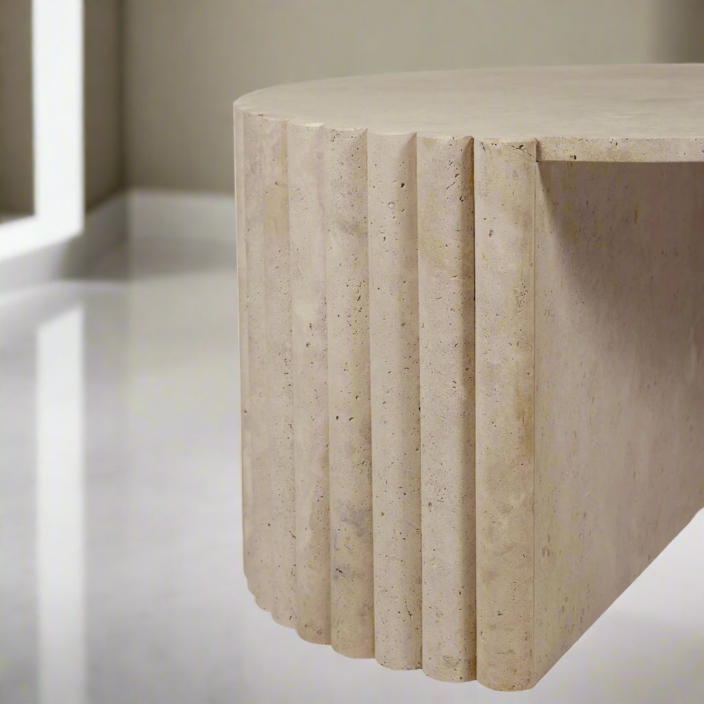 Travertine Side Curve Coffee Table - LUMINA ELIGMA HOME