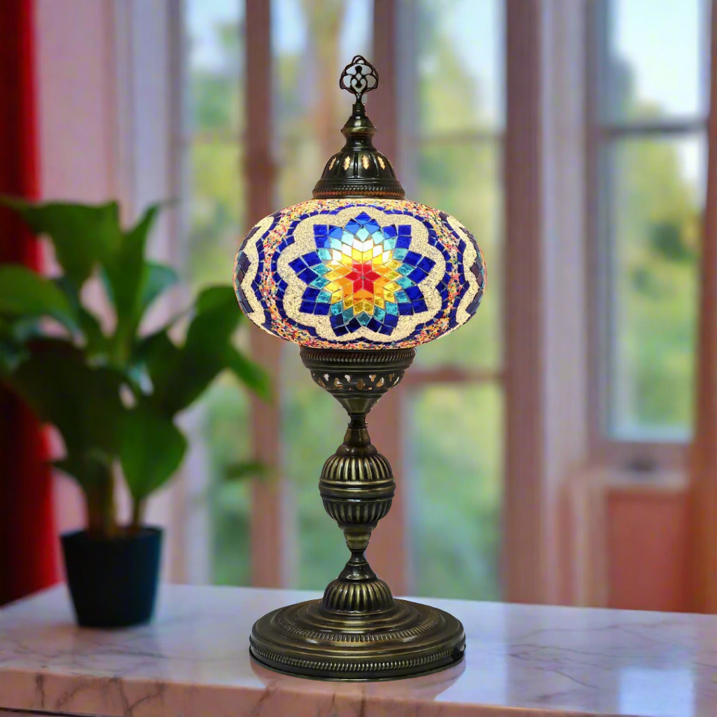 Table Mosaic Turkish Lamp - Large Glass - LUMINA ELIGMA HOME
