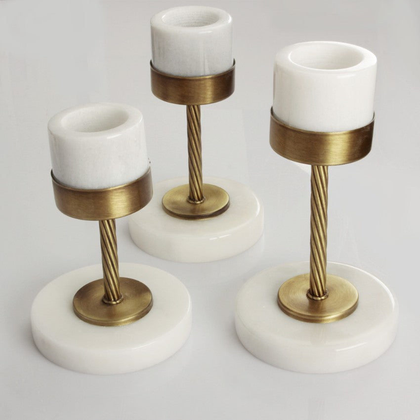 Candle Holder - White Onyx - LUMINA ELIGMA HOME