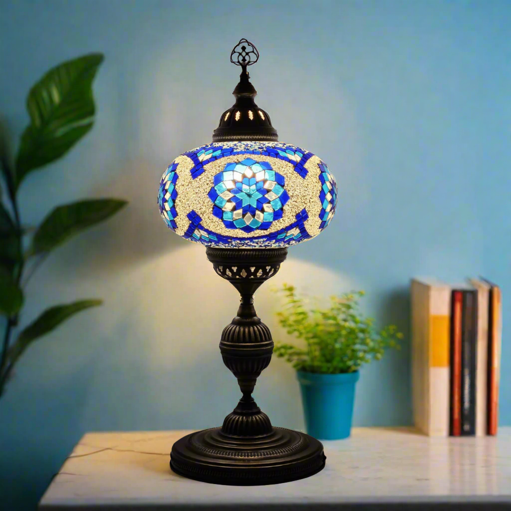 Table Mosaic Turkish Lamp - Large Glass - LUMINA ELIGMA HOME