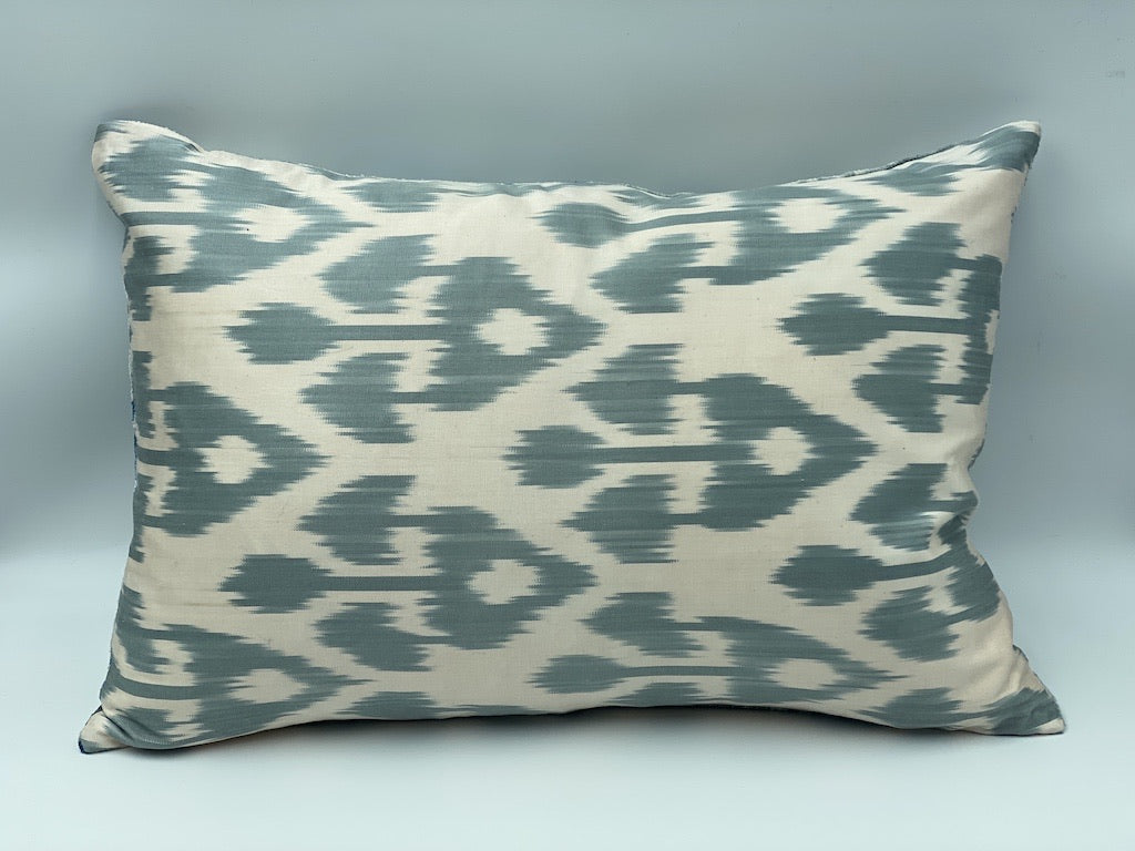 Velvet Double IKAT Silk Back Cushion (60*40) CM - Trident Blue