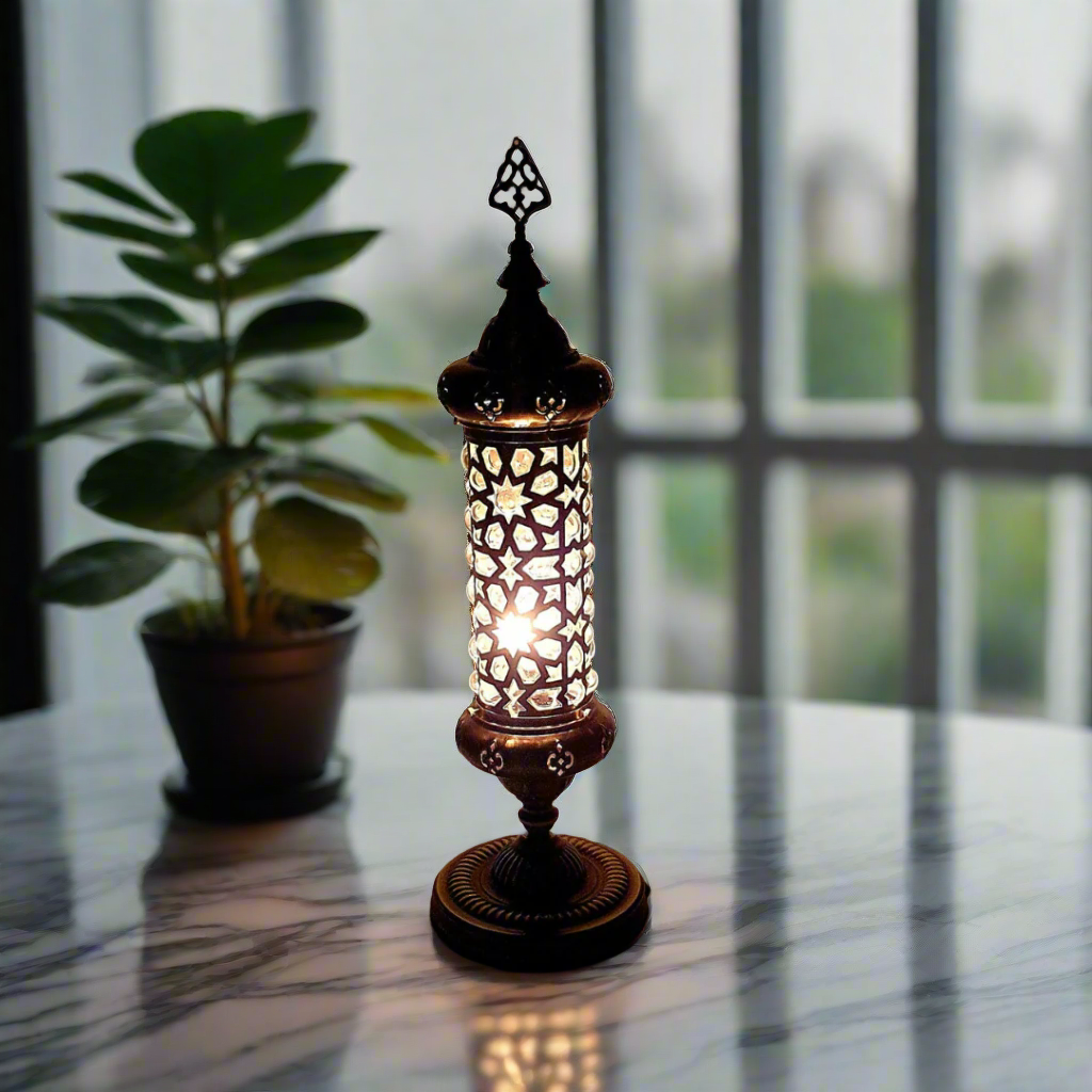 Andalusian Metal & Blown Glass Table Lamp - Candle - LUMINA ELIGMA HOME