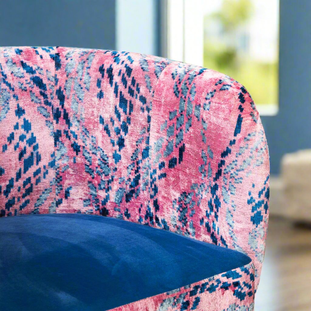 Cascade Lounge Chair with Ottoman - IKAT Pink Blue - LUMINA ELIGMA HOME