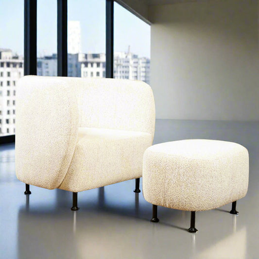 Cascade Lounge Chair with Ottoman - Off-White - LUMINA ELIGMA HOME