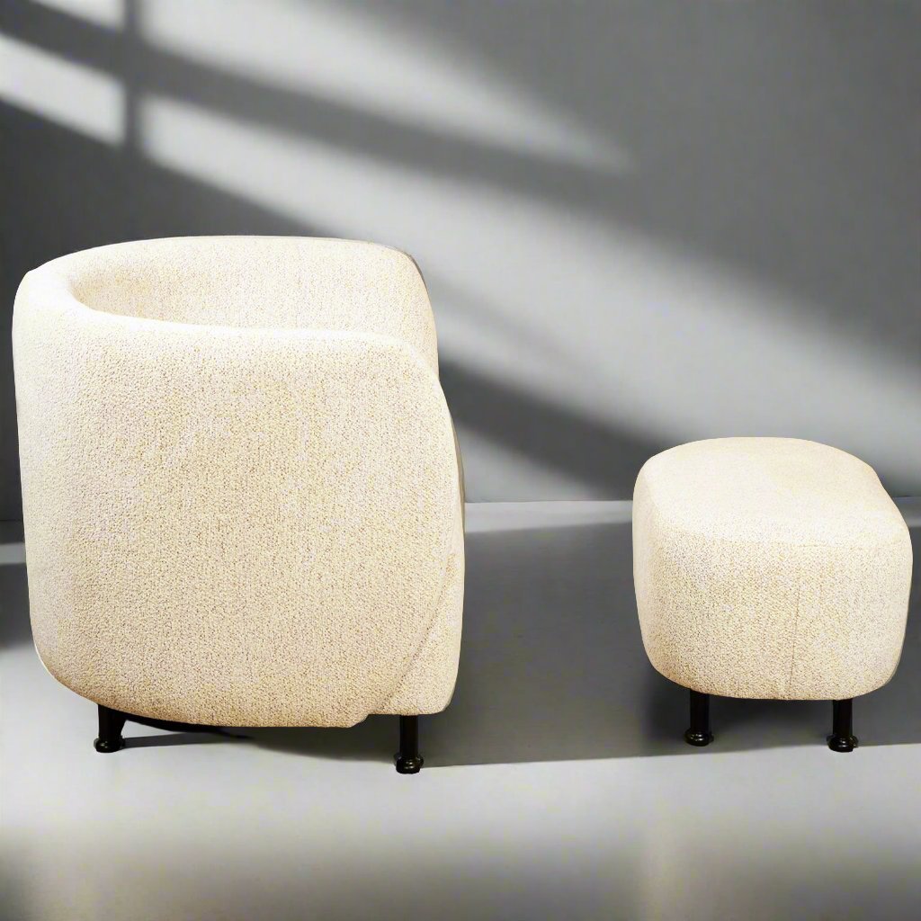 Cascade Lounge Chair with Ottoman - Off-White - LUMINA ELIGMA HOME