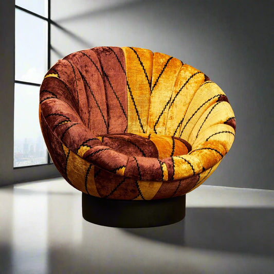 The Shell Chair - IKAT Brown Mustard - LUMINA ELIGMA HOME
