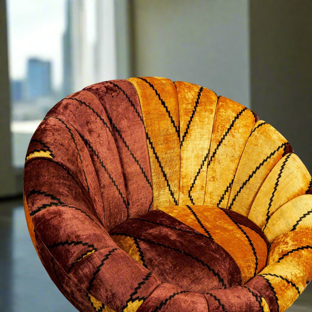 The Shell Chair - IKAT Brown Mustard - LUMINA ELIGMA HOME