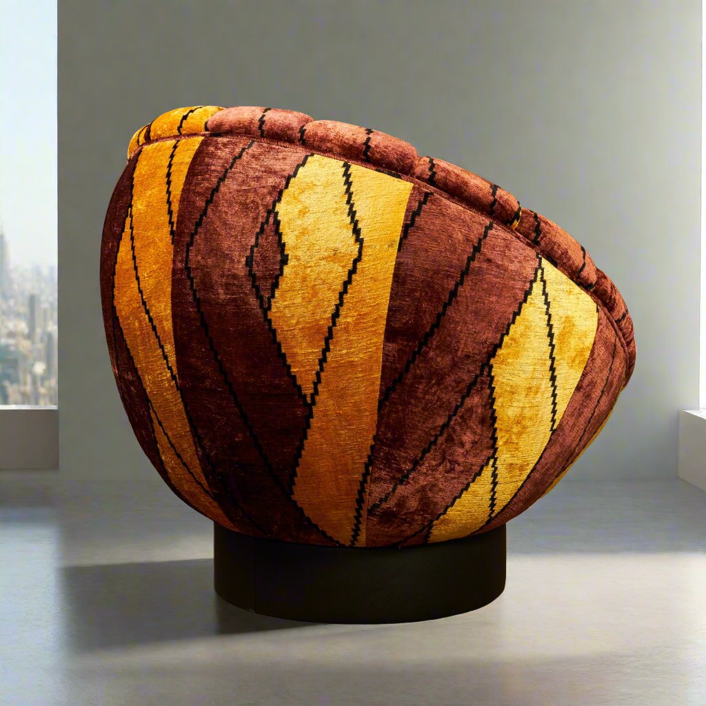 The Shell Chair - IKAT Brown Mustard - LUMINA ELIGMA HOME