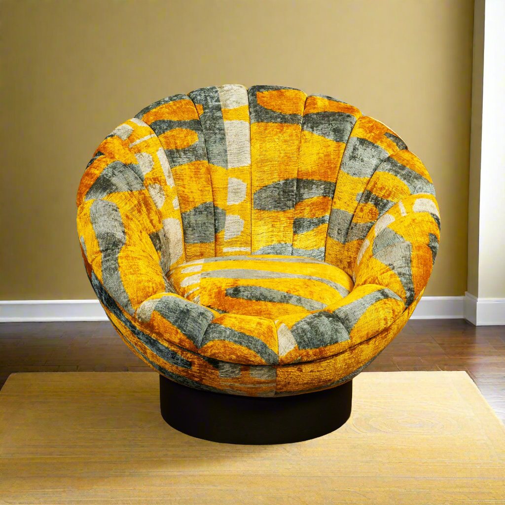 The Shell Chair - IKAT Mustard Gray - LUMINA ELIGMA HOME