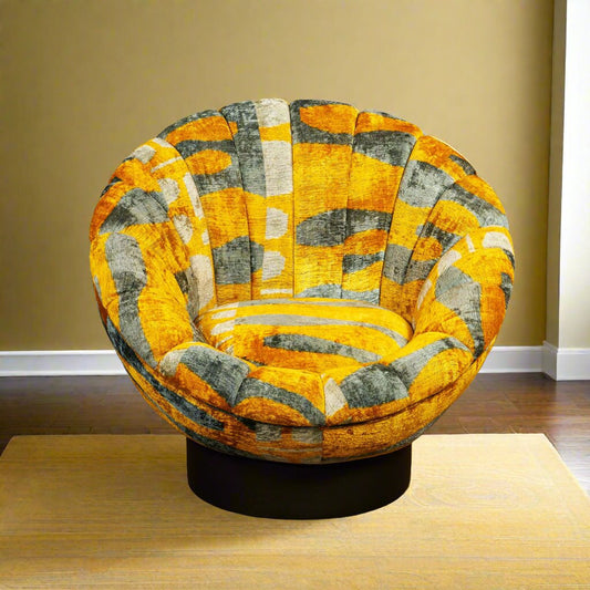 The Shell Chair - IKAT Mustard Gray - LUMINA ELIGMA HOME