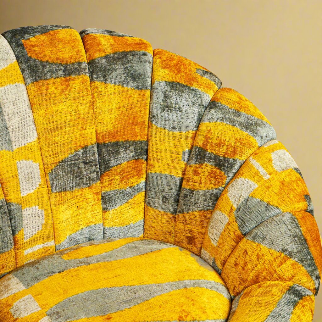 The Shell Chair - IKAT Mustard Gray - LUMINA ELIGMA HOME
