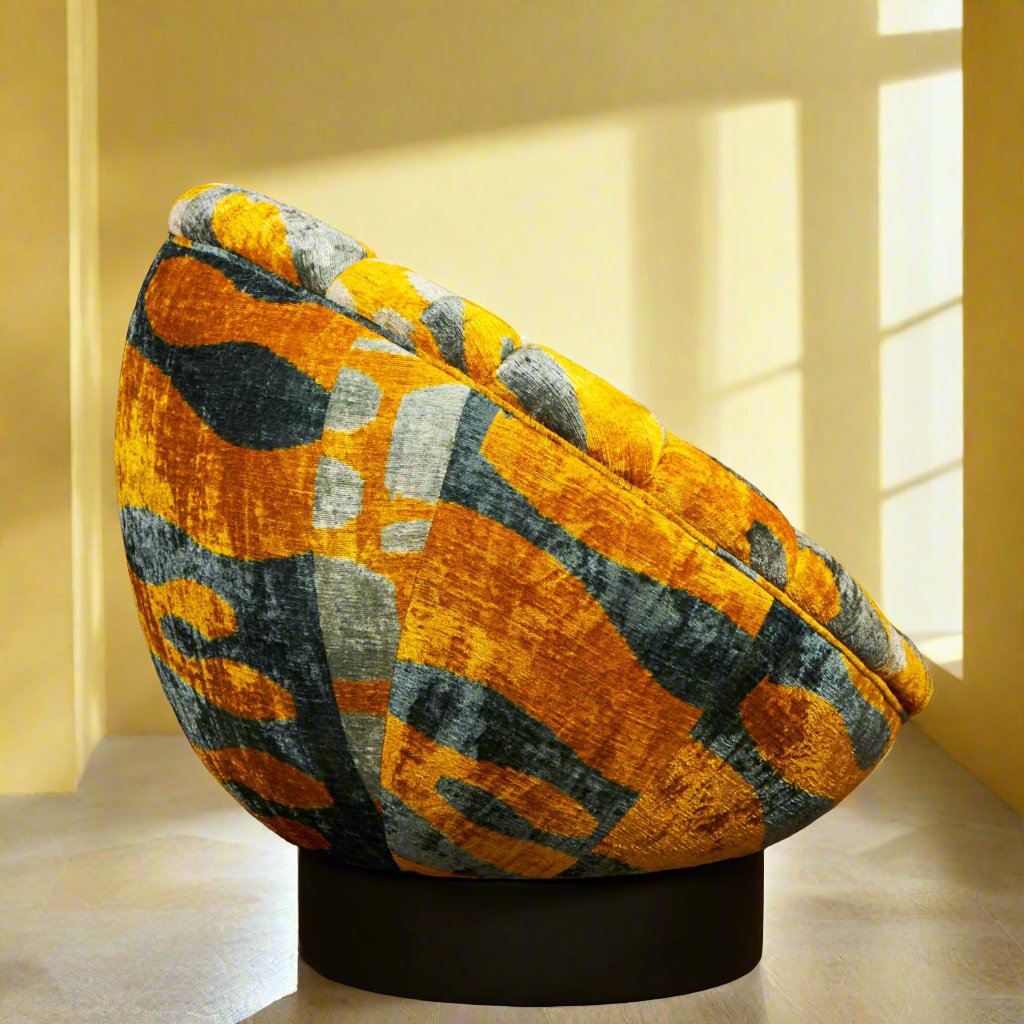 The Shell Chair - IKAT Mustard Gray - LUMINA ELIGMA HOME