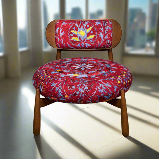 Lagoon Lougne Chair - Suzani Wine Blue - LUMINA ELIGMA HOME