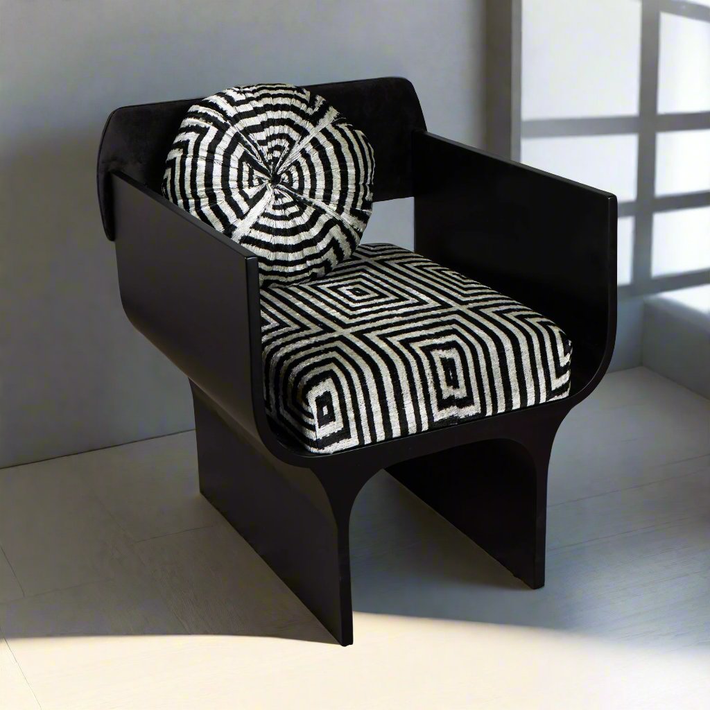 Stiletto Lounge Chair - IKAT Black Dimension - LUMINA ELIGMA HOME