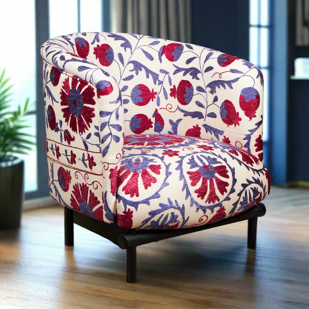 Ellipse Armchair - Suzani Pomegranate - LUMINA ELIGMA HOME