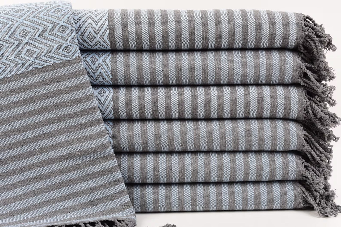 Diamond Gray Turkish Cotton Towel Handmade - 180 CM x 100 CM