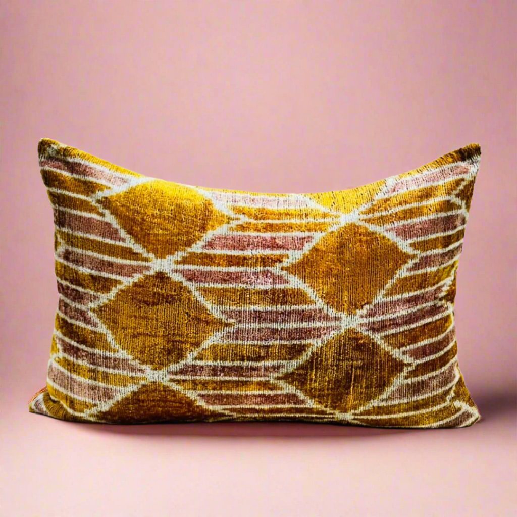 IKAT Cotton Back Cushion 60x40 CM - Honey Light Pink