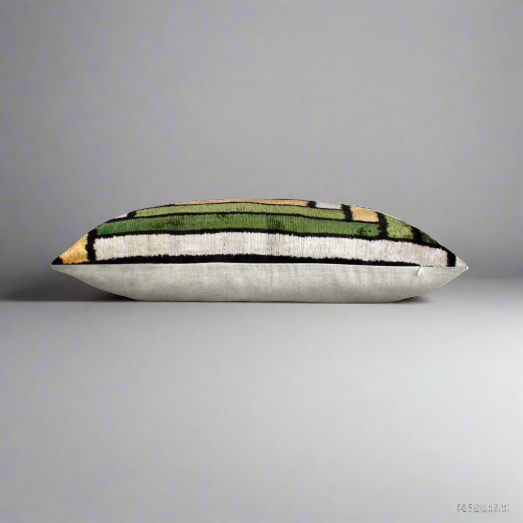 IKAT Cotton Back Cushion 60x40 CM - Green Square DImensions
