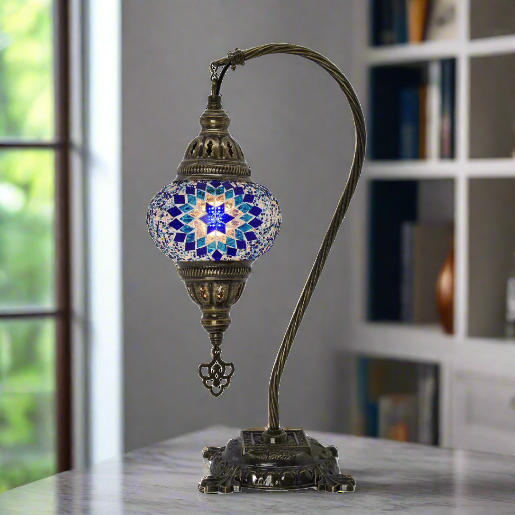 Table Swan Neck Lamp Mosaic - Small Glass - LUMINA ELIGMA HOME