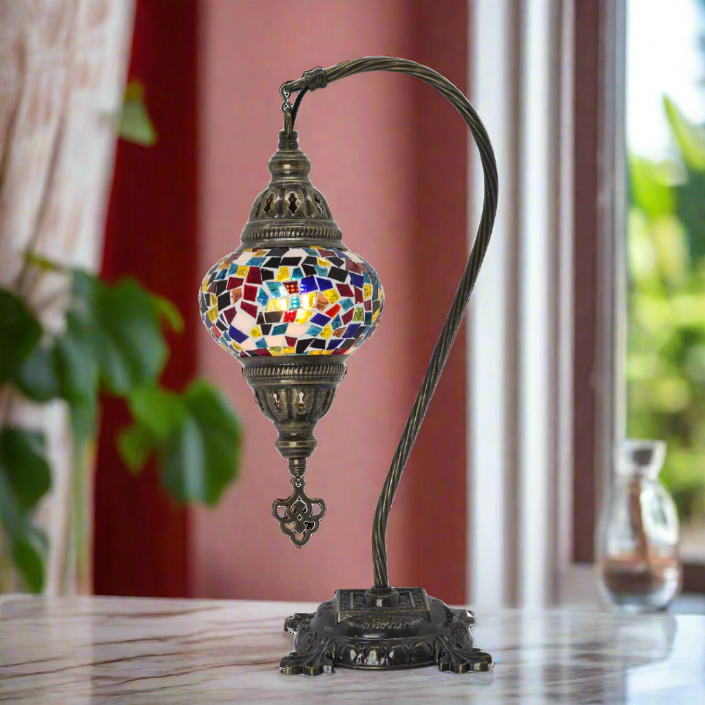 Table Swan Neck Lamp Mosaic - Small Glass - LUMINA ELIGMA HOME