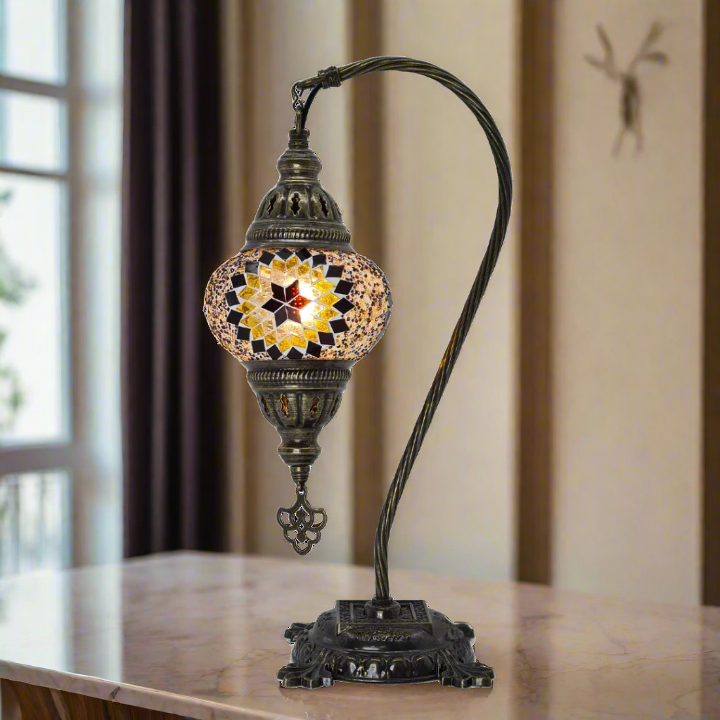 Table Swan Neck Lamp Mosaic - Small Glass - LUMINA ELIGMA HOME