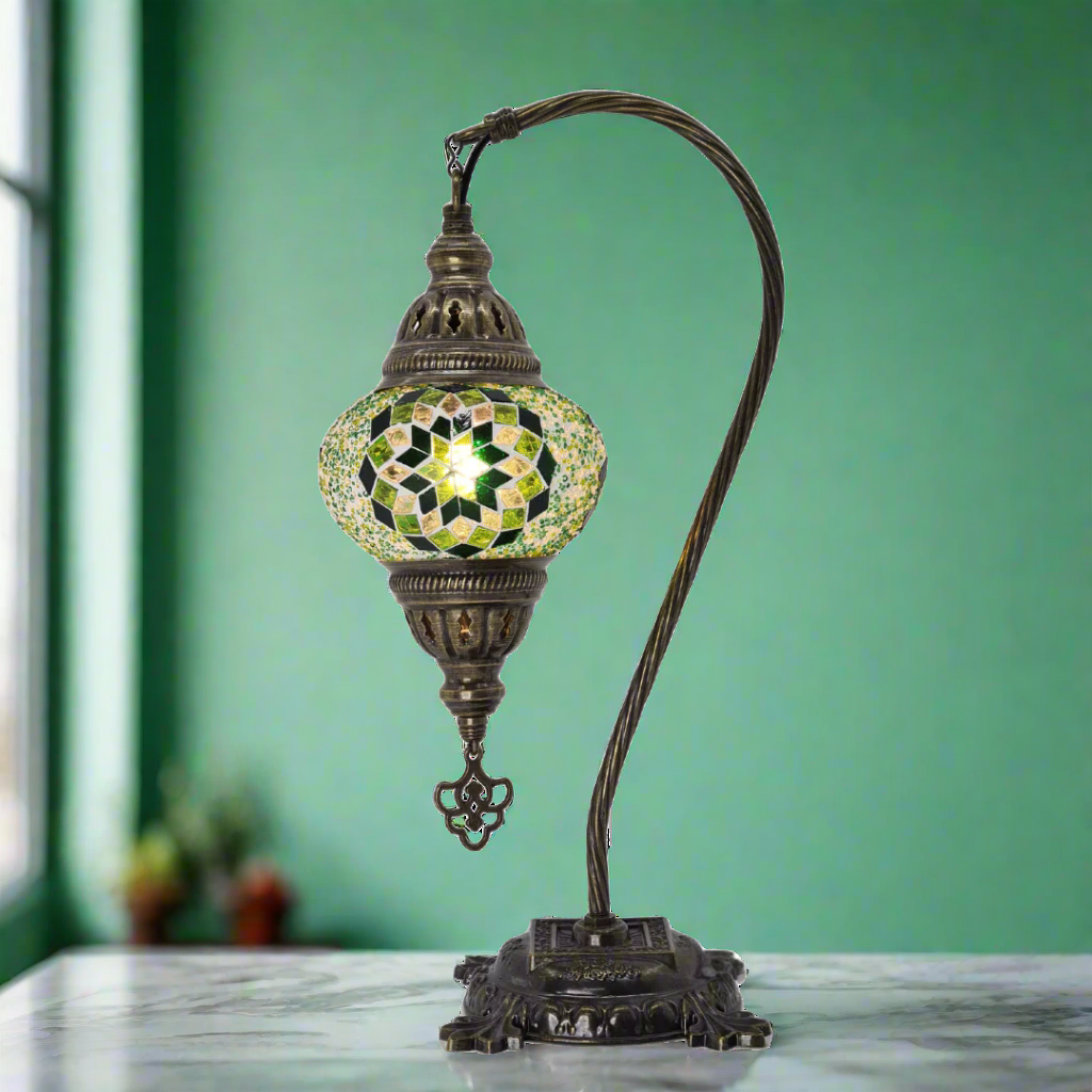 Table Swan Neck Lamp Mosaic - Small Glass - LUMINA ELIGMA HOME