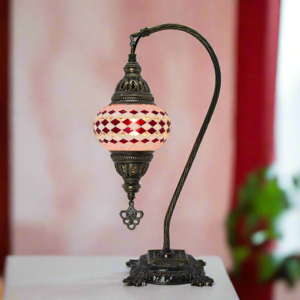 Table Swan Neck Lamp Mosaic - Small Glass - LUMINA ELIGMA HOME