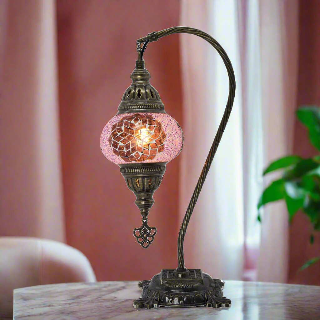 Table Swan Neck Lamp Mosaic - Small Glass - LUMINA ELIGMA HOME