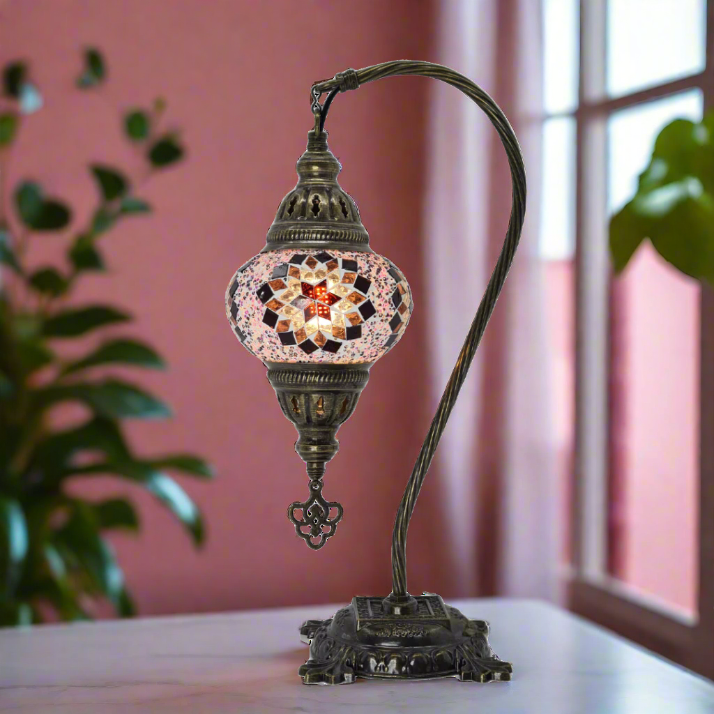 Table Swan Neck Lamp Mosaic - Small Glass - LUMINA ELIGMA HOME