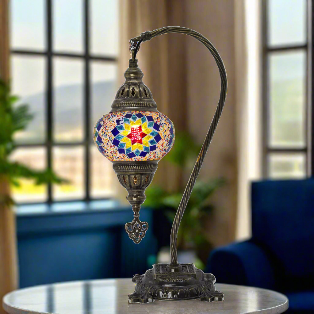 Table Swan Neck Lamp Mosaic - Small Glass - LUMINA ELIGMA HOME