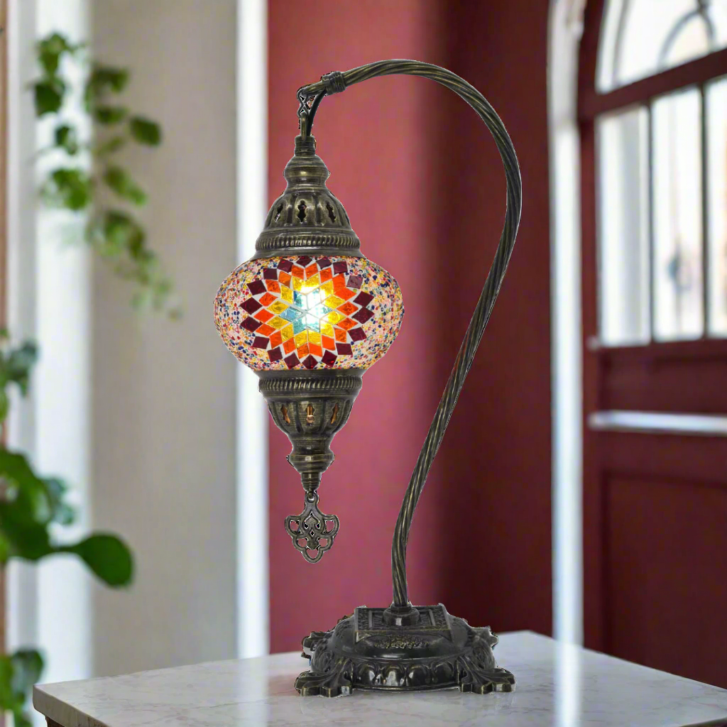 Table Swan Neck Lamp Mosaic - Small Glass - LUMINA ELIGMA HOME