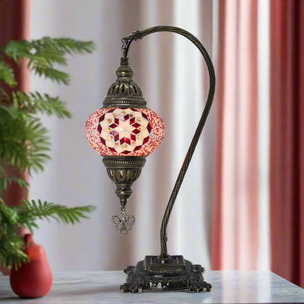 Table Swan Neck Lamp Mosaic - Small Glass - LUMINA ELIGMA HOME