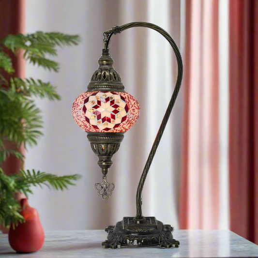 Table Swan Neck Lamp Mosaic - Small Glass - LUMINA ELIGMA HOME
