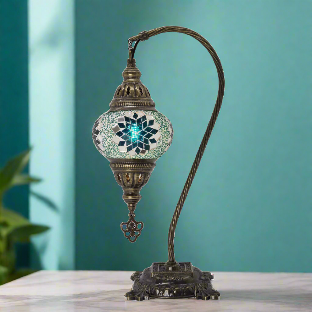 Table Swan Neck Lamp Mosaic - Small Glass - LUMINA ELIGMA HOME