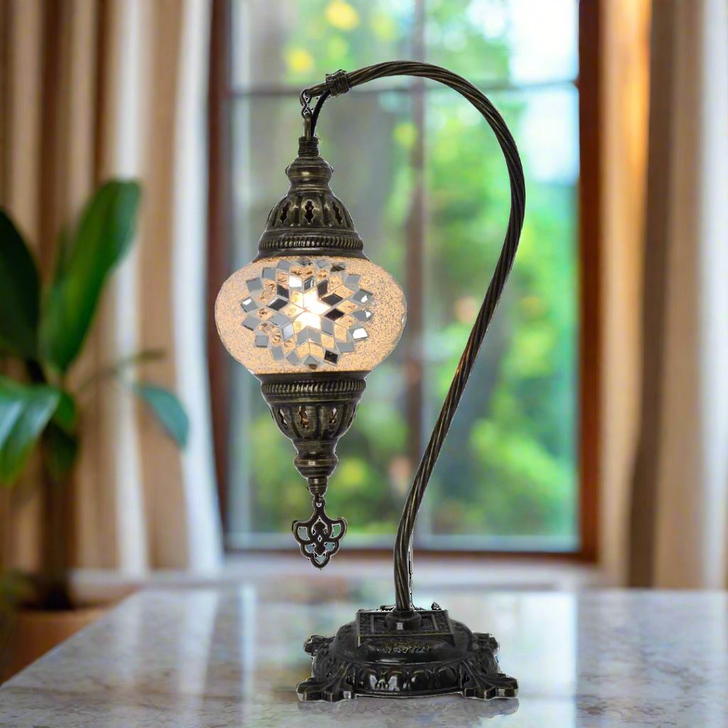 Table Swan Neck Lamp Mosaic - Small Glass - LUMINA ELIGMA HOME