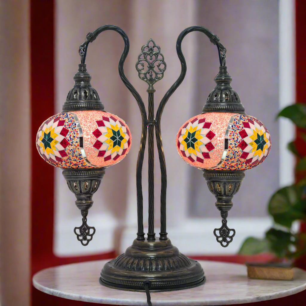 Table Lamp Mosaic Double Bend - Medium Glass - LUMINA ELIGMA HOME