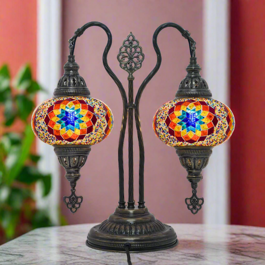Table Lamp Mosaic Double Bend - Medium Glass - LUMINA ELIGMA HOME