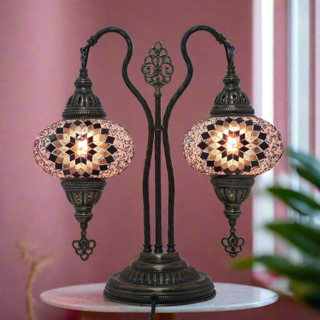 Table Lamp Mosaic Double Bend - Medium Glass - LUMINA ELIGMA HOME