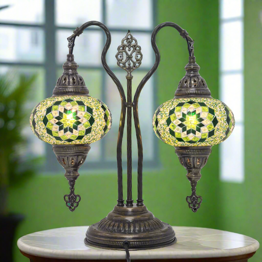 Table Lamp Mosaic Double Bend - Medium Glass - LUMINA ELIGMA HOME