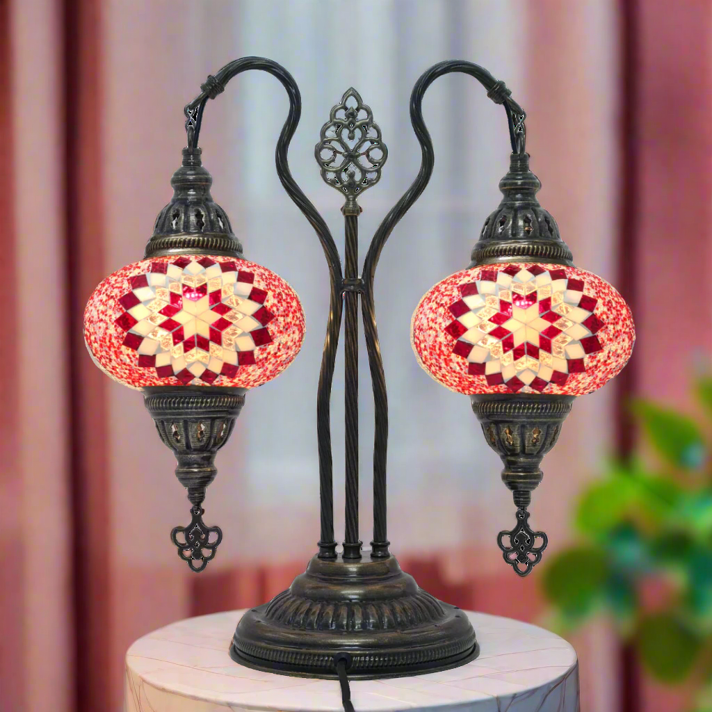 Table Lamp Mosaic Double Bend - Medium Glass - LUMINA ELIGMA HOME