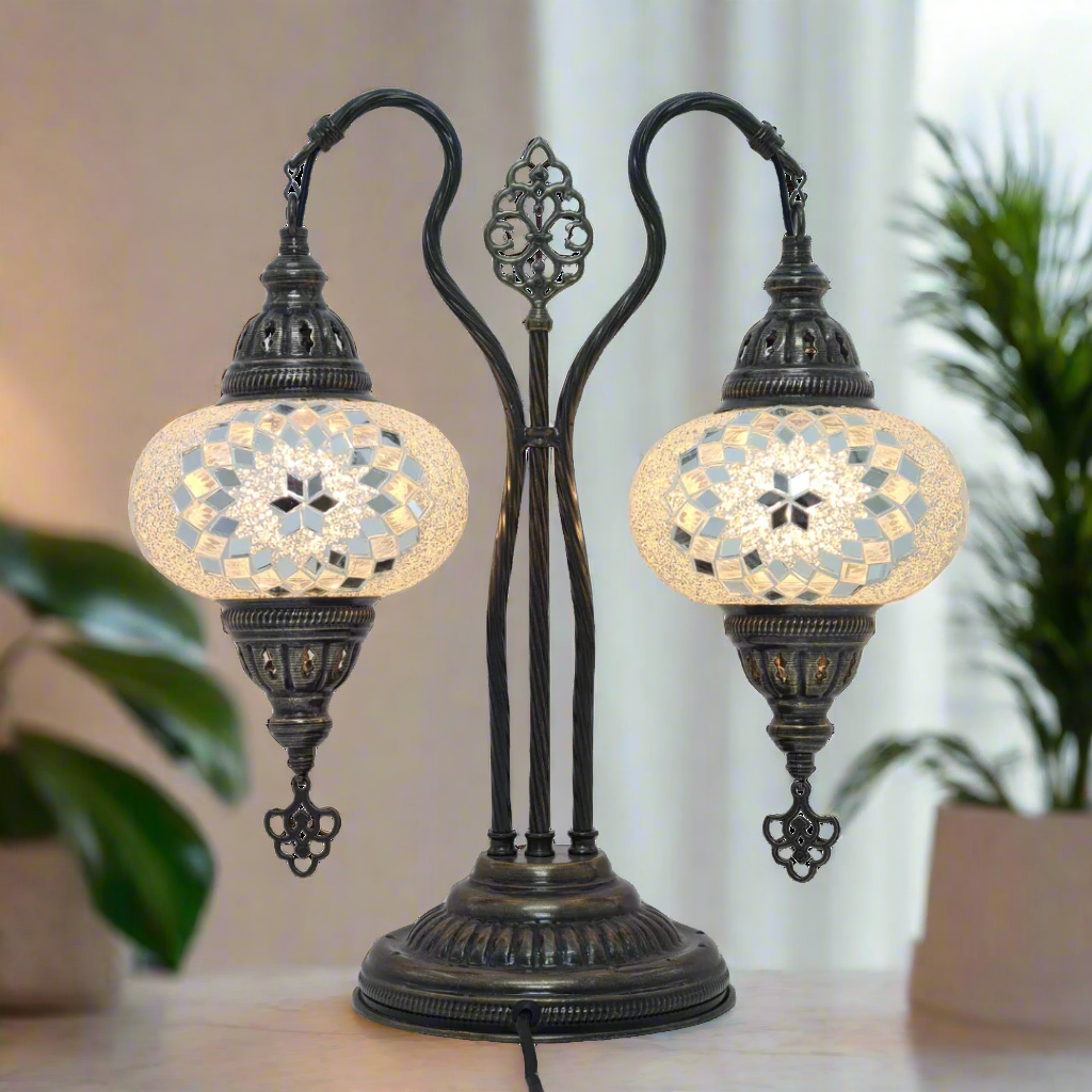 Table Lamp Mosaic Double Bend - Medium Glass - LUMINA ELIGMA HOME