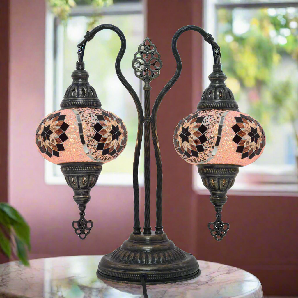 Table Lamp Mosaic Double Bend - Medium Glass - LUMINA ELIGMA HOME