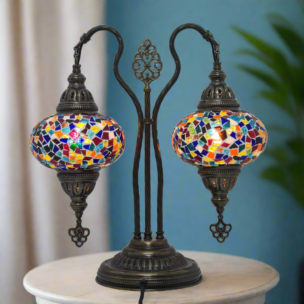 Table Lamp Mosaic Double Bend - Medium Glass - LUMINA ELIGMA HOME
