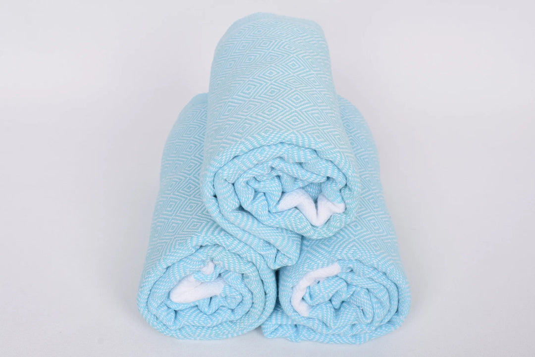 Dark Mint White Diamonds Bath Towel - 70" X 40" - LUMINA ELIGMA HOME