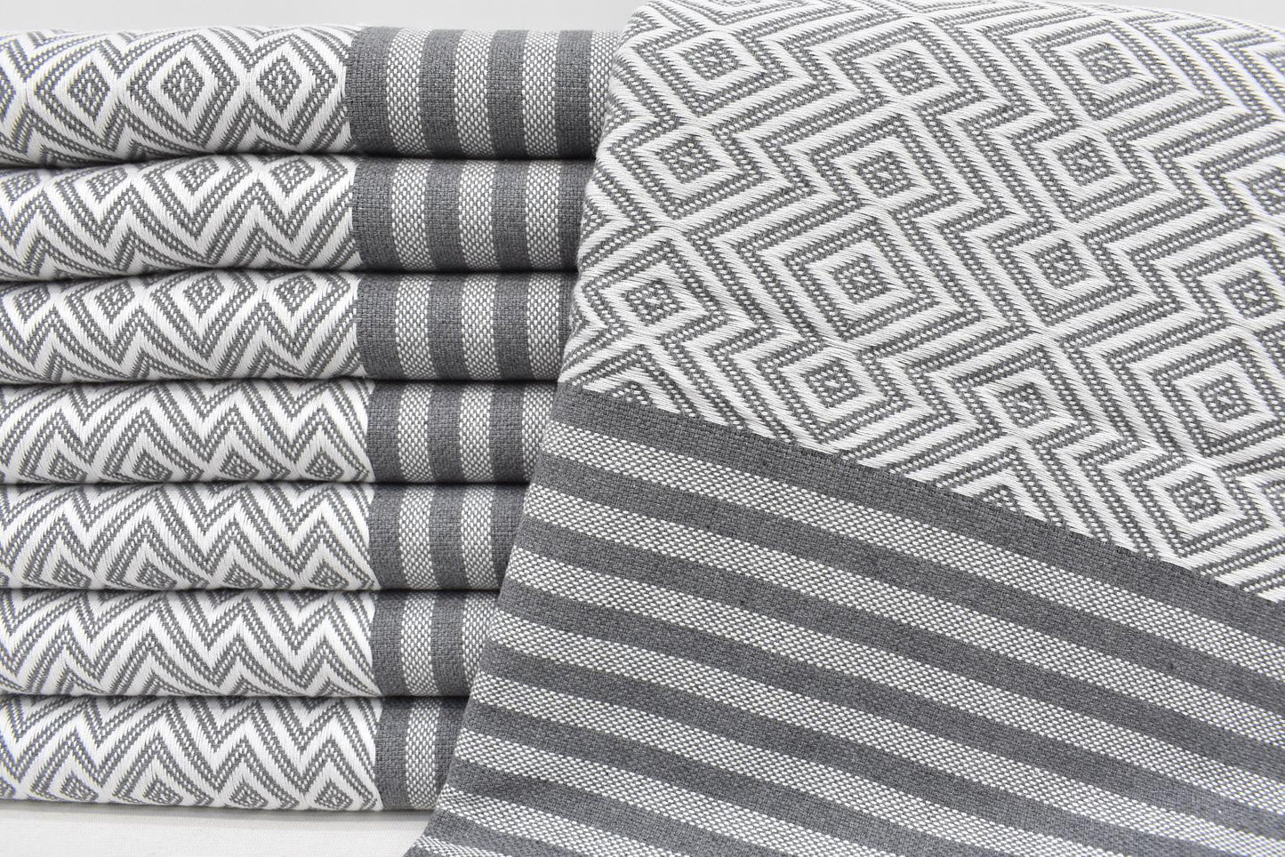 Diamond Gray Turkish Cotton Towel Handmade - 180 CM x 100 CM