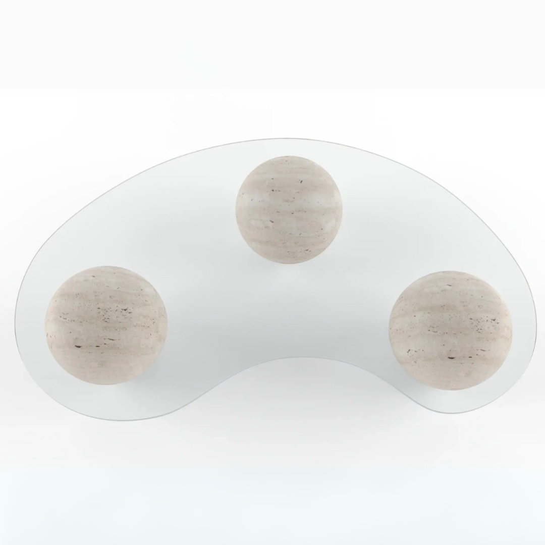Galaxy - Travertine Globes Coffee Table - LUMINA ELIGMA HOME