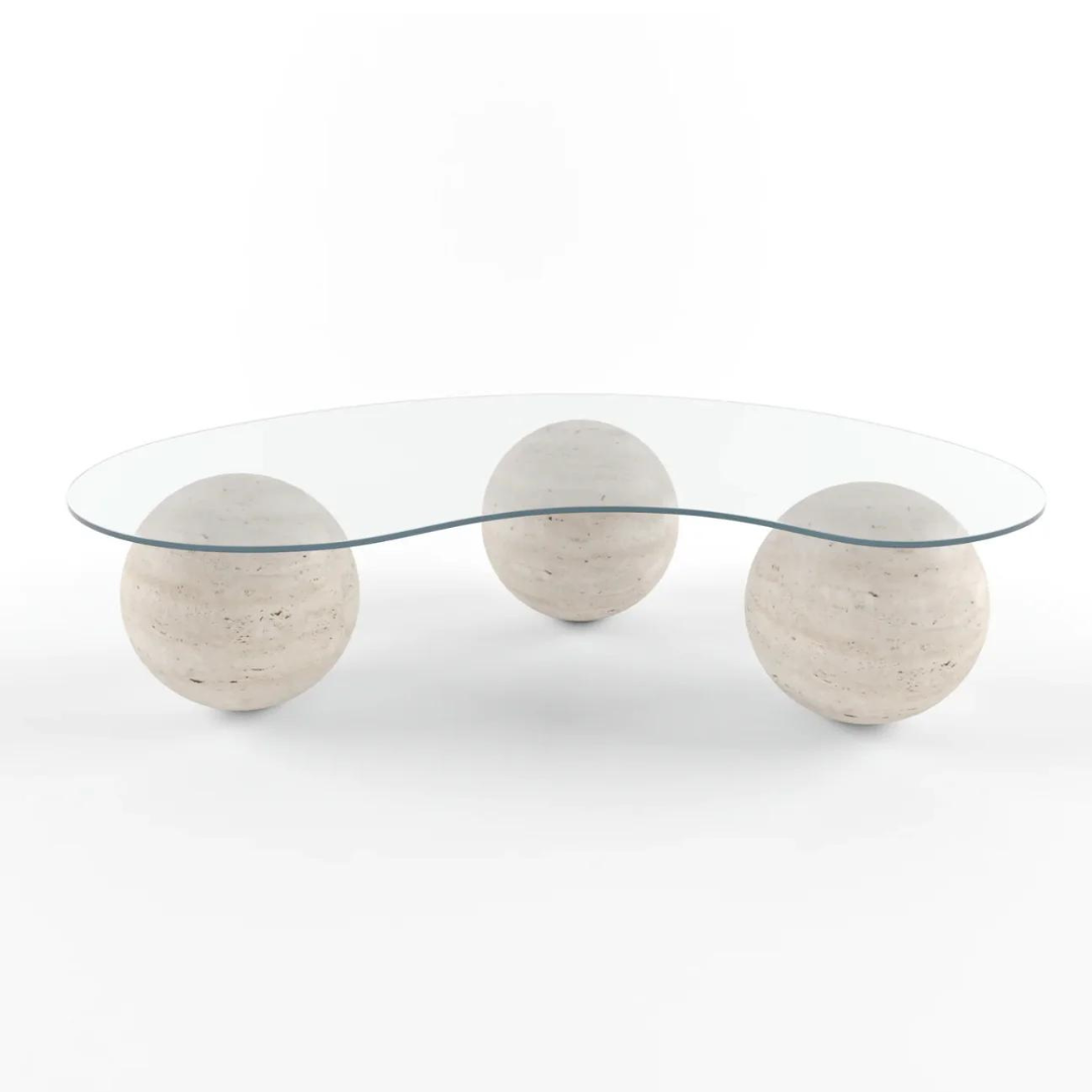 Galaxy - Travertine Globes Coffee Table - LUMINA ELIGMA HOME