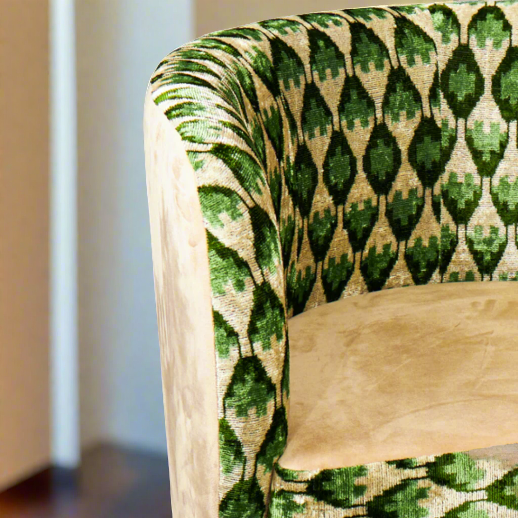 Cascade Lounge Chair with Ottoman - IKAT Green Leaf - LUMINA ELIGMA HOME